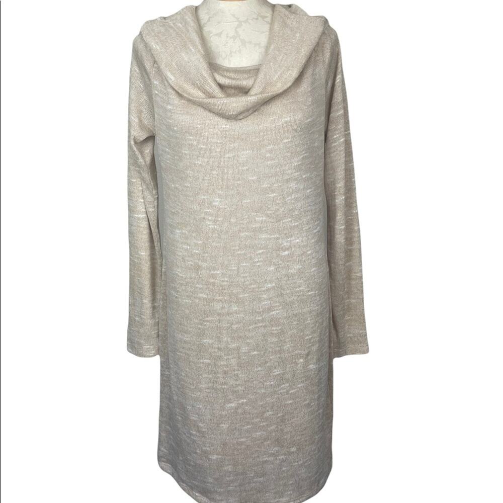 Charming Charlie Spacedye Off the Shoulder Long Sleeve Sweater Dress Beige M